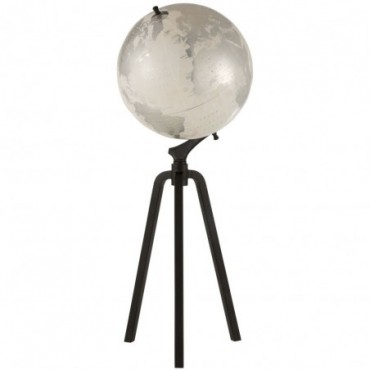 Globe sur pied Marbre Métal Blanc-Argent-Noir Extra L