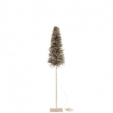 Arbre décoratif Led-Piles Givre Branches Marron-Camel M