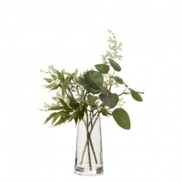 Branche Dans Vase + Eau Artificielle Plastique Vert
