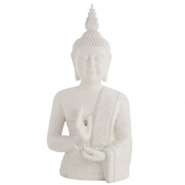 Bouddha Zen Résine Blanc