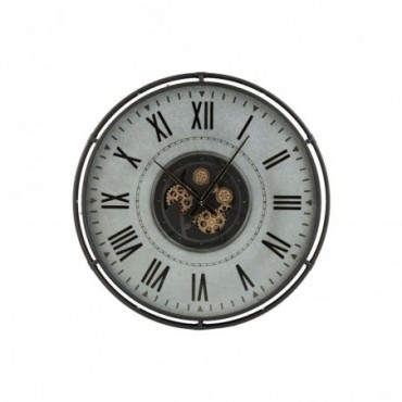 Horloge Bord Métallique Chiffres Romains Métal Gris-Noir-Or L