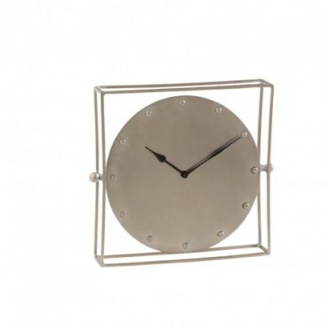 Horloge carrée Orientable Métal Argent L