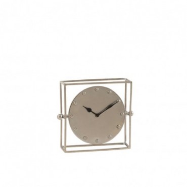 Horloge carrée Orientable Métal Argent S