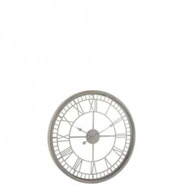 Horloge Chiffres Romains Métal-Verre Gris
