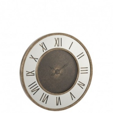 Horloge Chiffres Romains Miroir bois Antique Or L