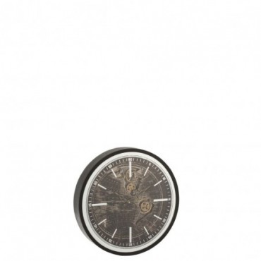 Horloge Mappemonde bois Antique Or-Noir S