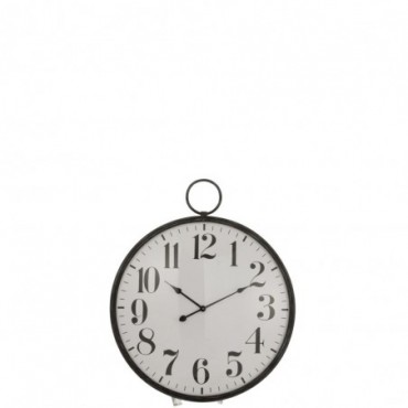 Horloge Rond Boule Verre Métal Noir