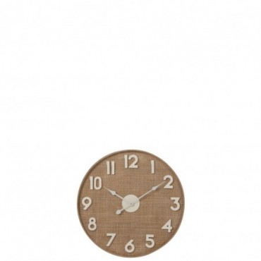 Horloge Rotin Rond Blanc