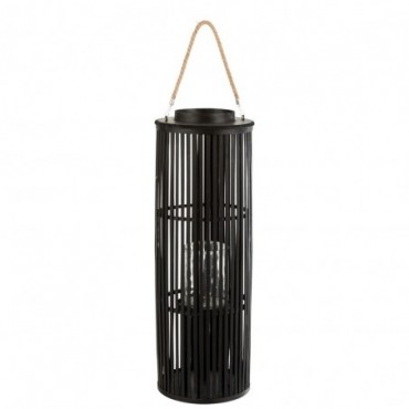Lanterne Tube Bambou Noir L