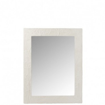 Miroir Rectangle Relief Fleur Résine Blanc L