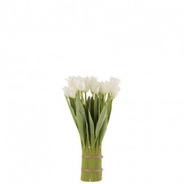 Tulipe En Bouquet Plastique Blanc-Vert