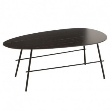 Table de Salon Imprimé Marbre bois-Métal Noir