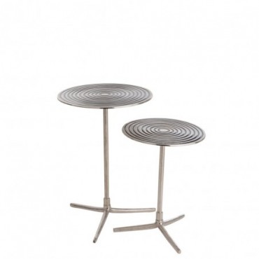 Tables Gigognes ronde Cercles Aluminium Argent-Noir