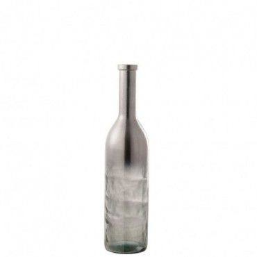 Vase Bottle Glass Métallic Grey M