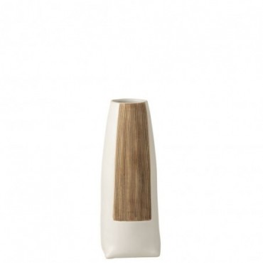 Vase Ibiza Rond Céramique Blanc-Marron L