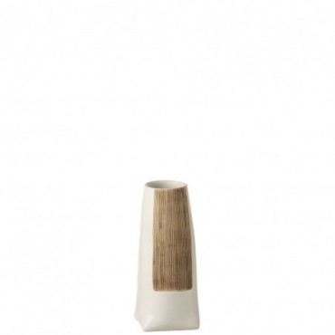 Vase Ibiza Rond Céramique Blanc-Marron S