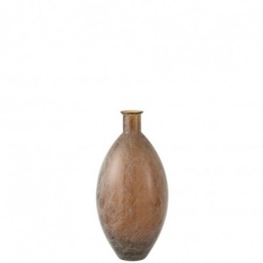 Vase Oval Glass Brown Wash