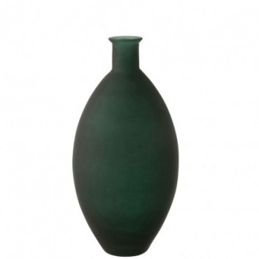 Vase Oval Glass Matte Green