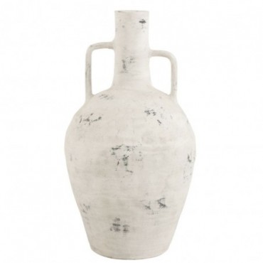 Vase tacheté Anse Céramique Blanc-Gris L