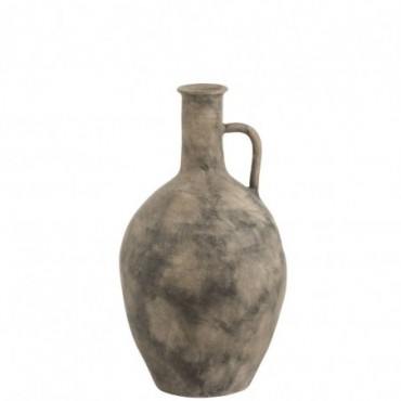 Vase tacheté Anse Céramique Marron-Gris S