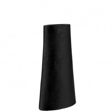 Vase Texture Jute Aluminium Noir L