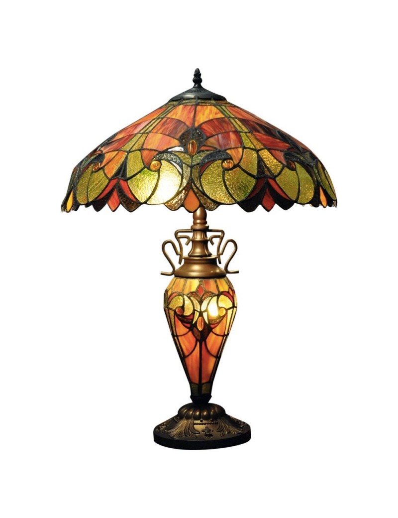 Lampe Double Tiffany Rouge et orange 68cm