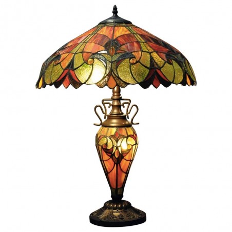Lampe Double Tiffany Rouge et orange 68cm