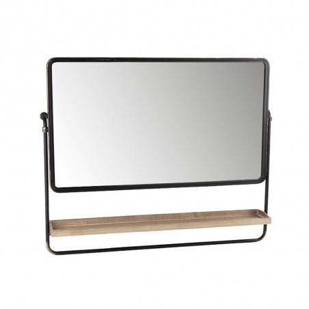 Miroir + Planche Rectangle Metal/Verre Noir