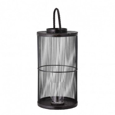Lanterne Effie avec verre noir bambou