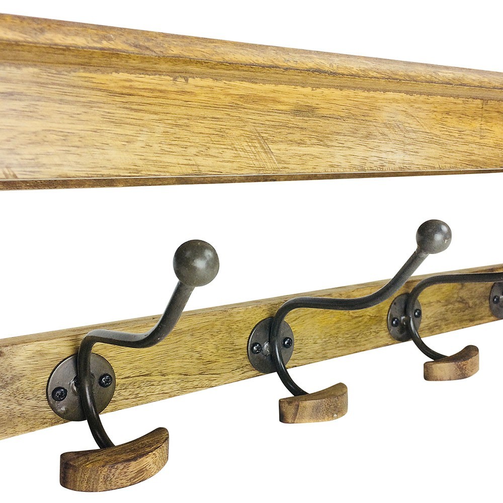 2 Porte-Manteaux Muraux Galerie SV - 5 Crochets Chacun, Installation Colle Ou Vis - Noir