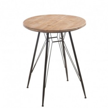 Table bistro metal/bois naturel/noire
