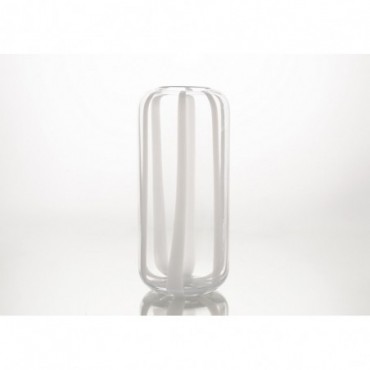 Vase Droit Flamme Hauteur 40 Cm Transparent/Blanc
