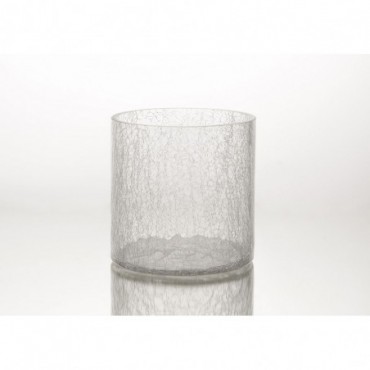 Vase Cylindrique Craquelé Hauteur 20 Cm Diamètre 20 Cm Transparent