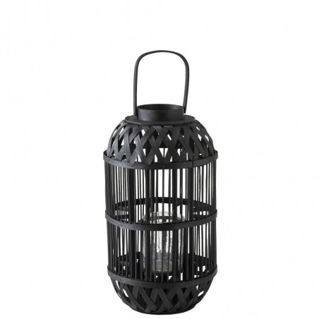 Lanterne Cylindrique Bambou Noir Large