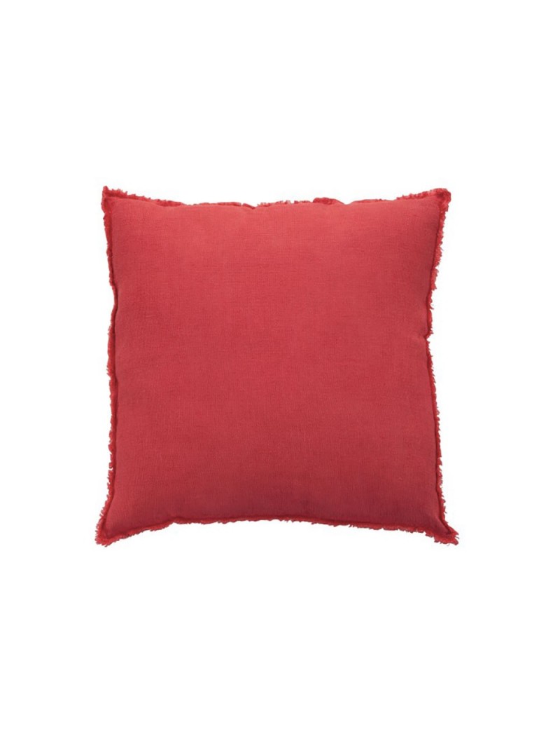 Coussin delave lin rouge