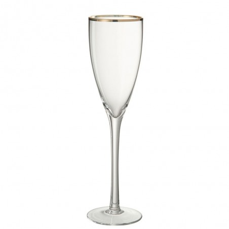 Verre a champagne or bord verre transparent or