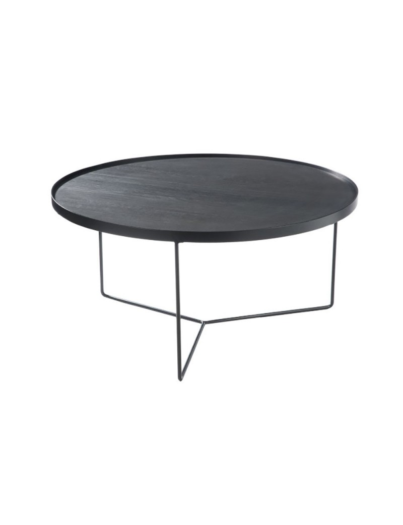 Table gigogne ronde bois metal marron fonce large