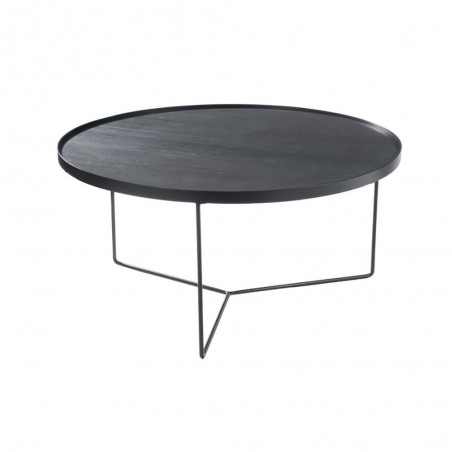 Table gigogne ronde bois metal marron fonce large