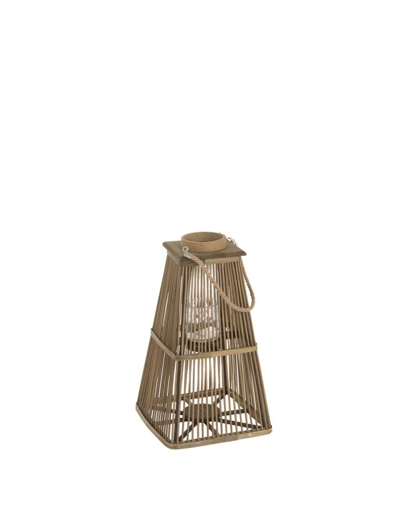 Lanterne photophore bambou naturel large