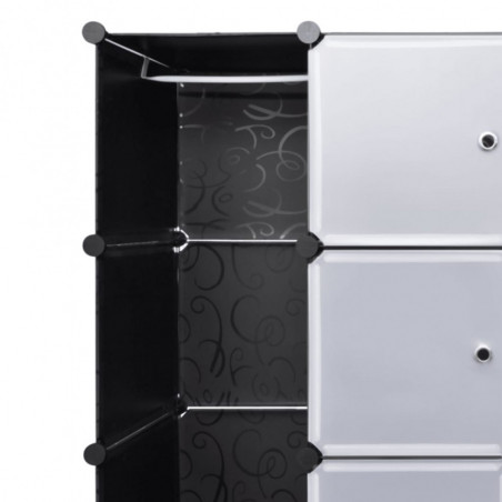 Armoire Modulable Noir Et Blanche Avec 14 Compartiments Hauteur 180,5 Cm