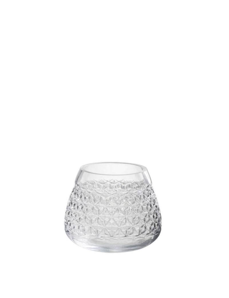 Bougeoir conique quadrille verre transparent