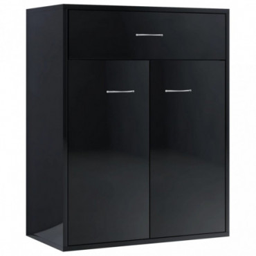 Cabinet De Rangement En Aggloméré Noir Brillant Hauteur 75 Cm