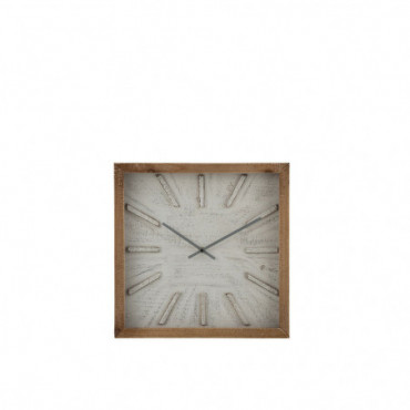 Horloge Carre Sobre Bois Blanc/Naturel Petit