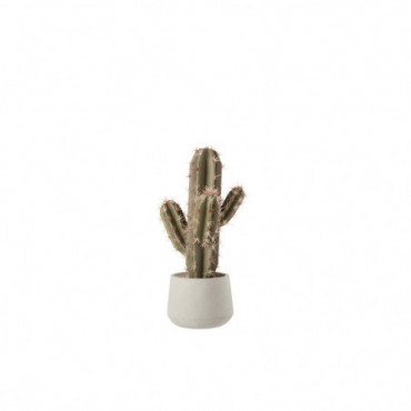 Cactus + Pot Synthetique Vert/Gris