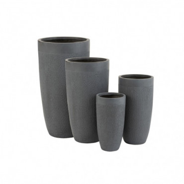Set De 4 Vases Ronds Haut Argile Gris