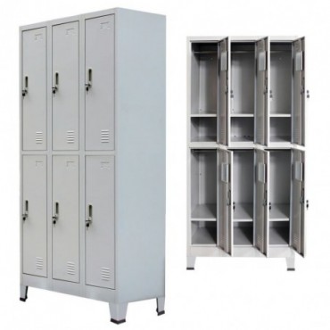 Armoire à casiers avec 6 compartiments en acier Gris 90x45x180cm