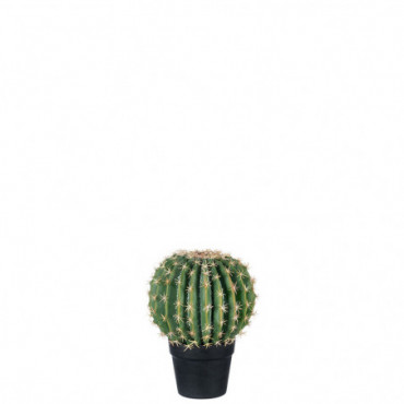 Cactus + Pot Noir Resine Vert Moyen