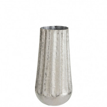 Vase Nervures Aluminium Argent Petit