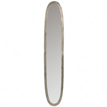 Miroir Ovale Aluminium/Verre Antique Gris Large