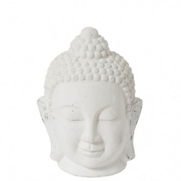 Figurine Bouddha Ceramique Blanc Large